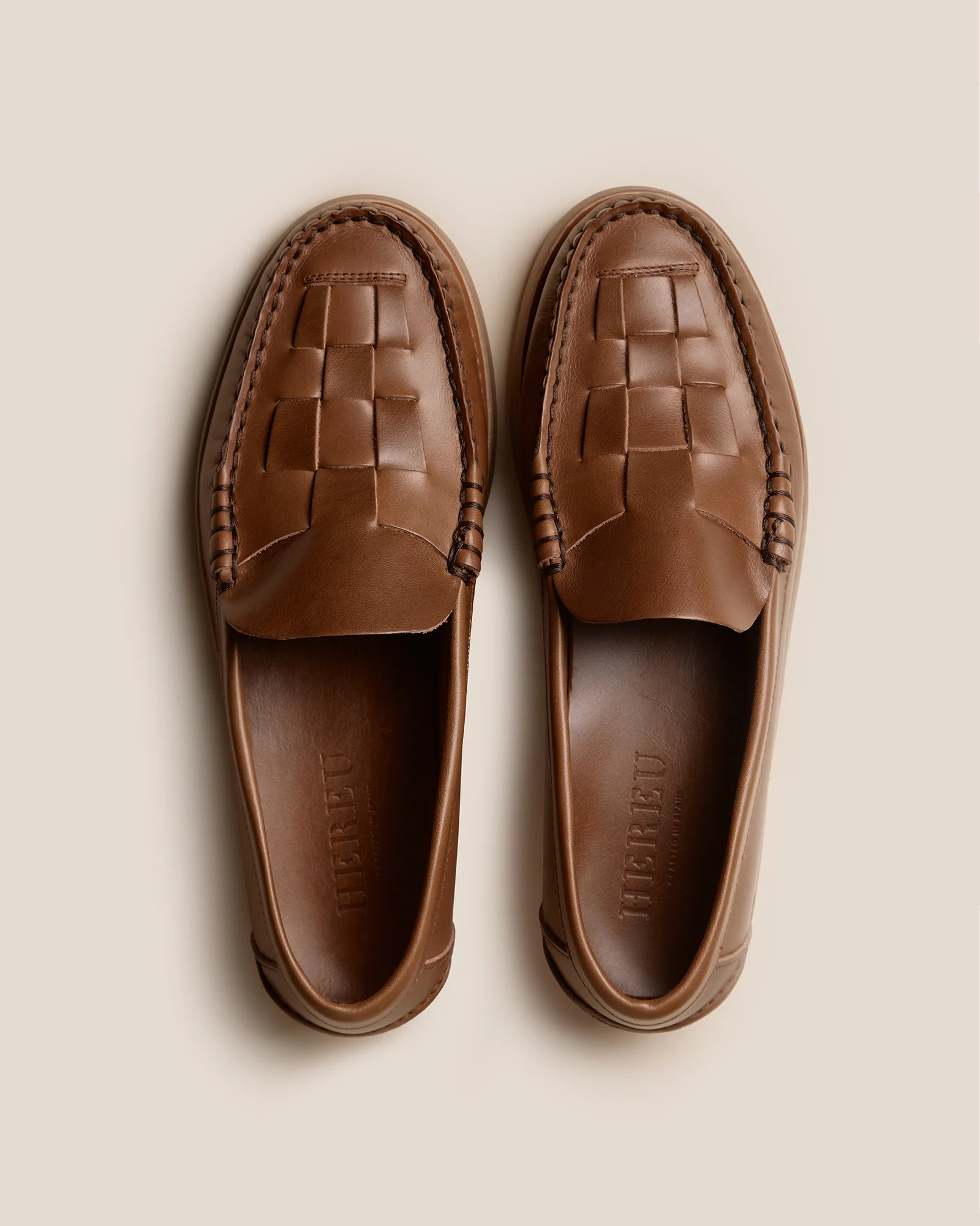 NOMBELA RUBBER VEG TAN - Men's Interwoven Detail Slip-On Loafer - Image 2